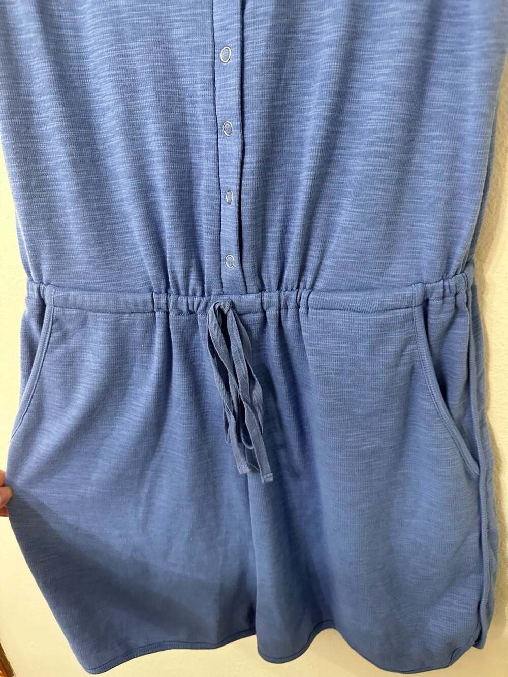 NWT PRETTYGARDEN Women Size M Romper Blue 1/4 Snap Up Crew Neck - Picture 7 of 13